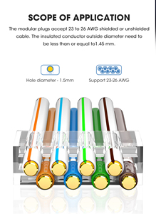 CAT8 modüler fiş geçmeyen 3-Prong 50μ altın kaplama RJ45 konnektörler gerinim kabartma botları ile Ethernet kablosu konektörü - Product Image 3