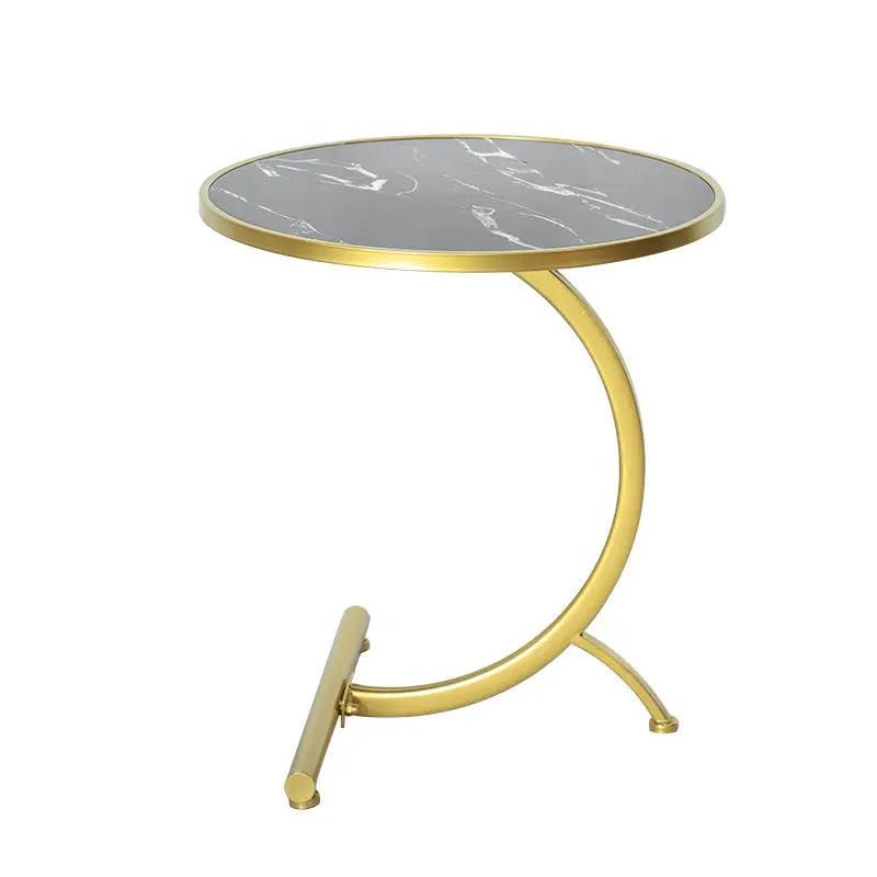 Marble Coffee Table Nordic Style Home Furniture Metal Small Stock Wrought Iron Gold Round Modern Coffee Corner Marble Side Table
