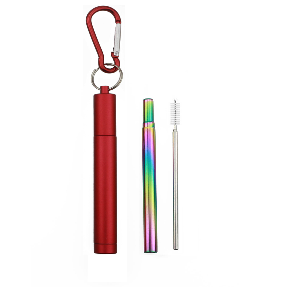 Red with colored straws