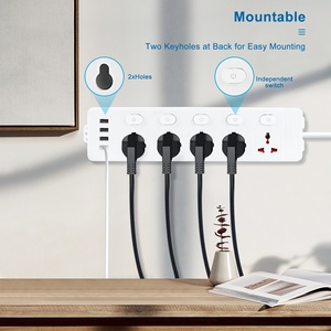 Multifunction White Universal Extension <strong>Socket</strong> 5 Way 4 USB <strong>With</strong> Independent <strong>Switch</strong> Power <strong>Sockets</strong> - Product Image 4