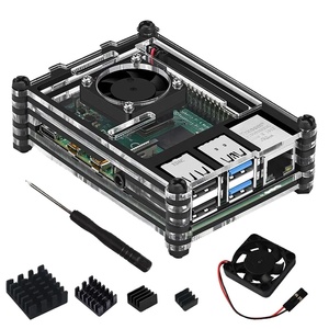 Чехол Raspberry Pi 4B, 9-слойный акриловый чехол, прозрачный черный контрастный корпус + охлаждающий вентилятор + охлаждающий ребро - Product Image 4
