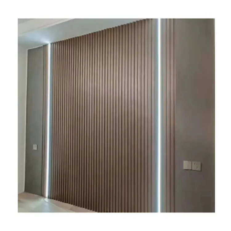 Asy-Panel de pared acanalado de cuero WPC para interior de dormitorio, Instalación en casa