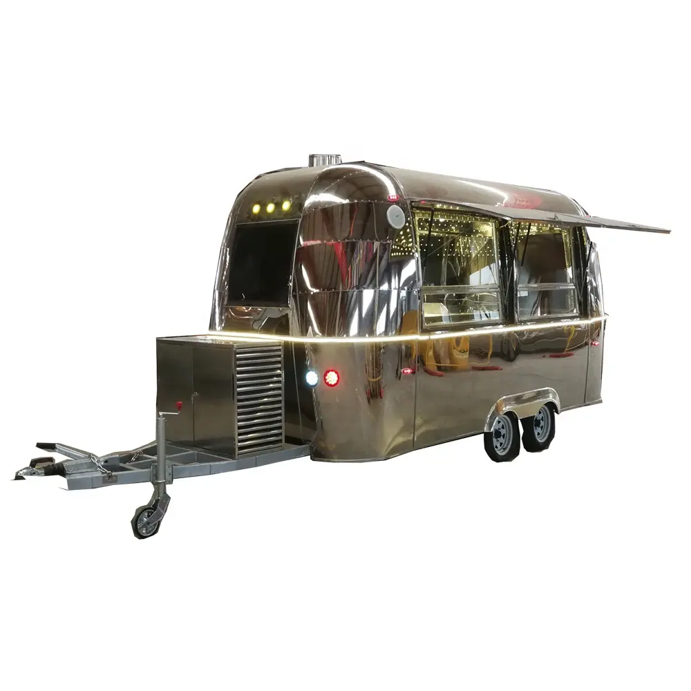 Stainless Steel hot dog pizza cafe gelato vending food cart mobile fast Airstream camping food trailer churros truck for sale