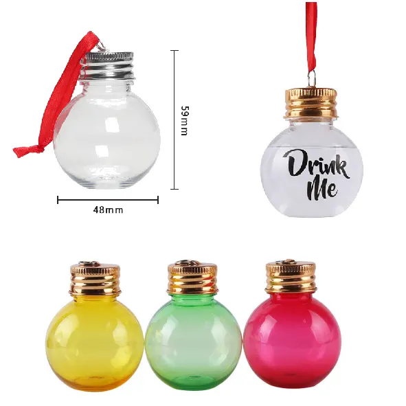 Ornamenti per bottiglie sigillati da 50ml ornamenti con alcol riempito con alcol palla di plastica per albero di natale per animali domestici