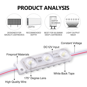 Hohe Licht ausbeute 1W LED-Licht module Wasserdichter IP68 160lm/w Beleuchtungs kasten mit DC 12V Eingang für Außen schild anzeigen - Product Image 4