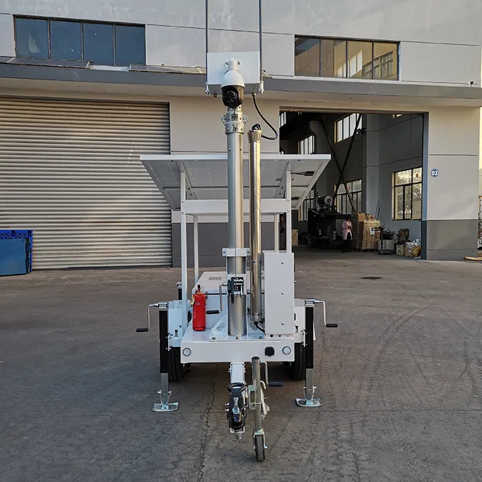 Menara Portabel CCTV Kamera Digital Mobile Solar Surveilans Trailer untuk Keamanan Tempat Parkir