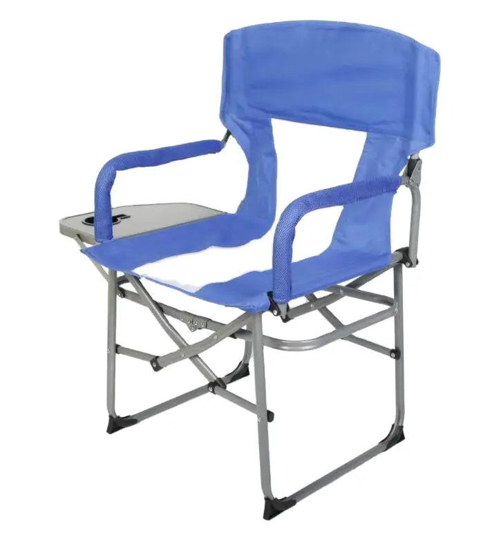 Silla plegable ligera para acampar, asiento acolchado con mesa lateral y bolsillo lateral