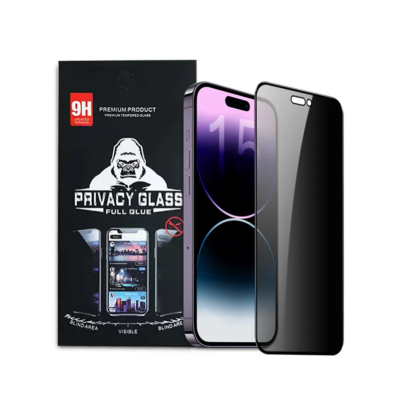 Protecteur d'écran en verre trempé 8D mirror privacy pour iphone 14 14 pro 14 pro max 13 12 11 pro