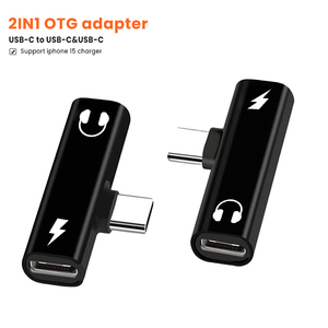USB C อะแดปเตอร์หูฟัง2 in 1 USB C TO USB C ช่องเสียบหูฟัง HIFI DAC พร้อมอะแดปเตอร์ชาร์จเร็วสำหรับ iPhone 15 15PROMAX Samsung - Product Image 1
