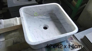 中国工厂卡拉拉白色大理石水槽天然石材水槽