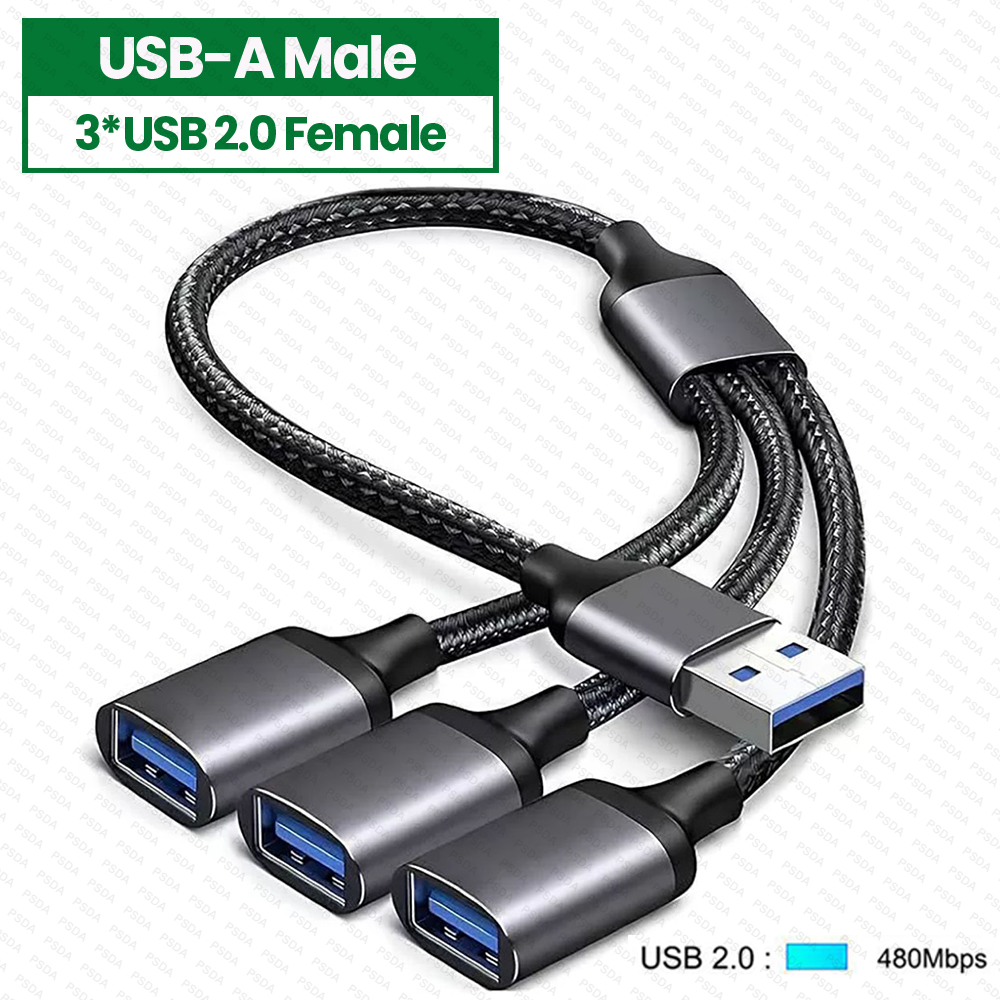 1-3IN1 USB2.0-0.35M-สีดำ (HUB067)