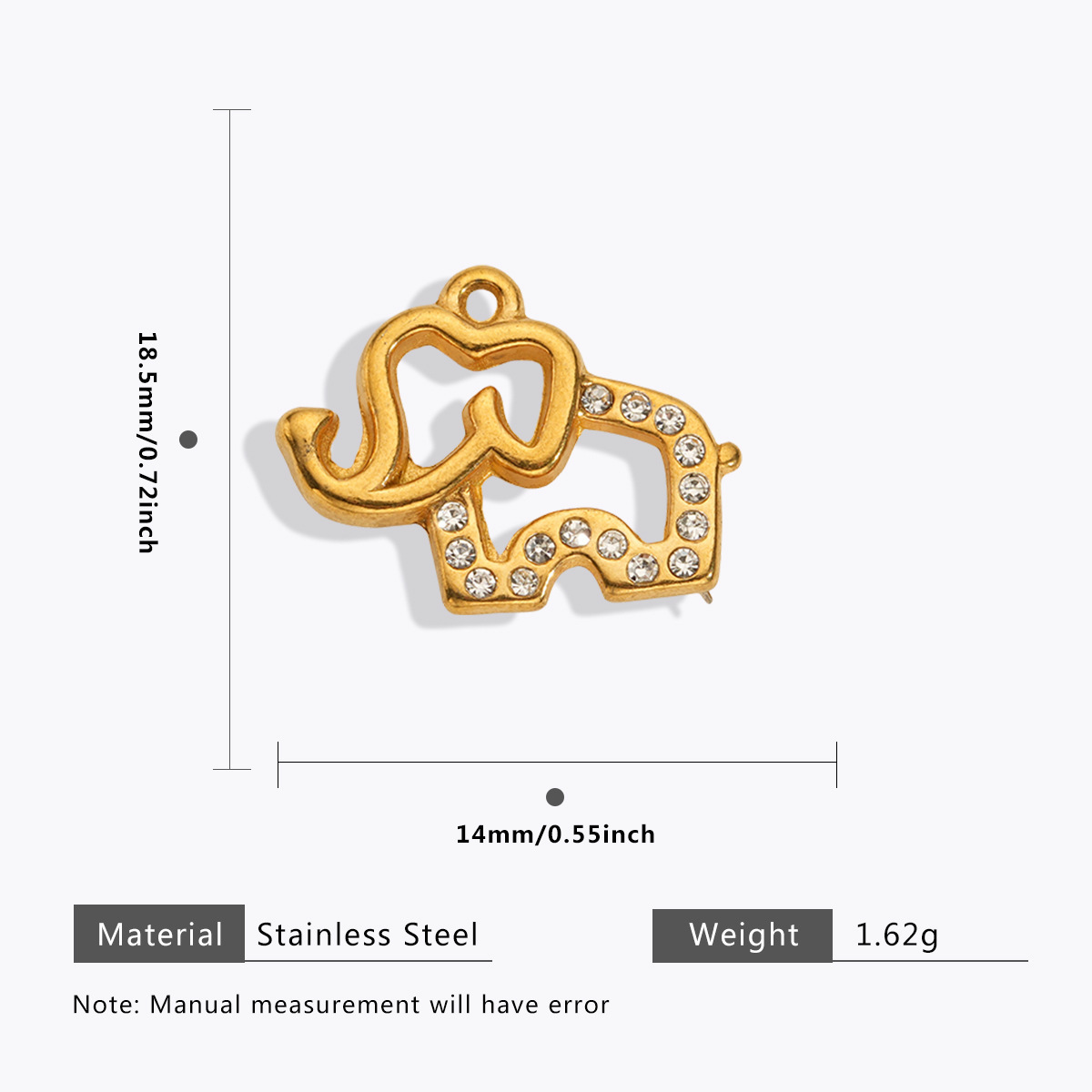 Colgante elefante de diamantes dorados