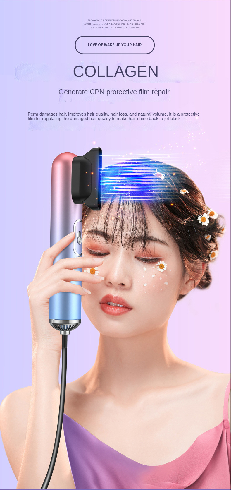 2021 Hot Selling Leafless Professional Bid Wind Quick Low Noise Dry Private Diffuser Ion Hair Processor Dryer for home salon