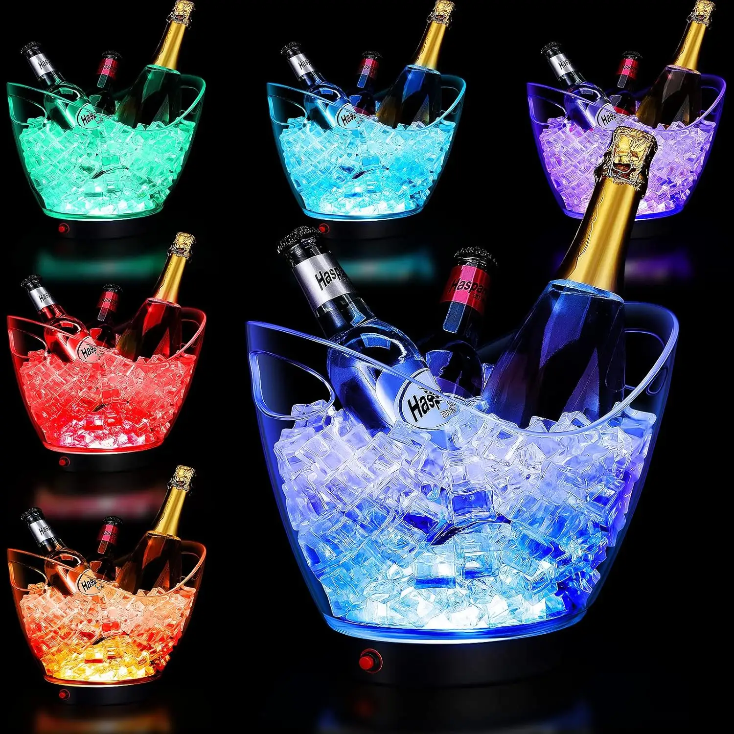 מועדון בית מסיבה בית קפה 5l פלסטיק צלולה שמפניה יין בירה דליים עם אורות
