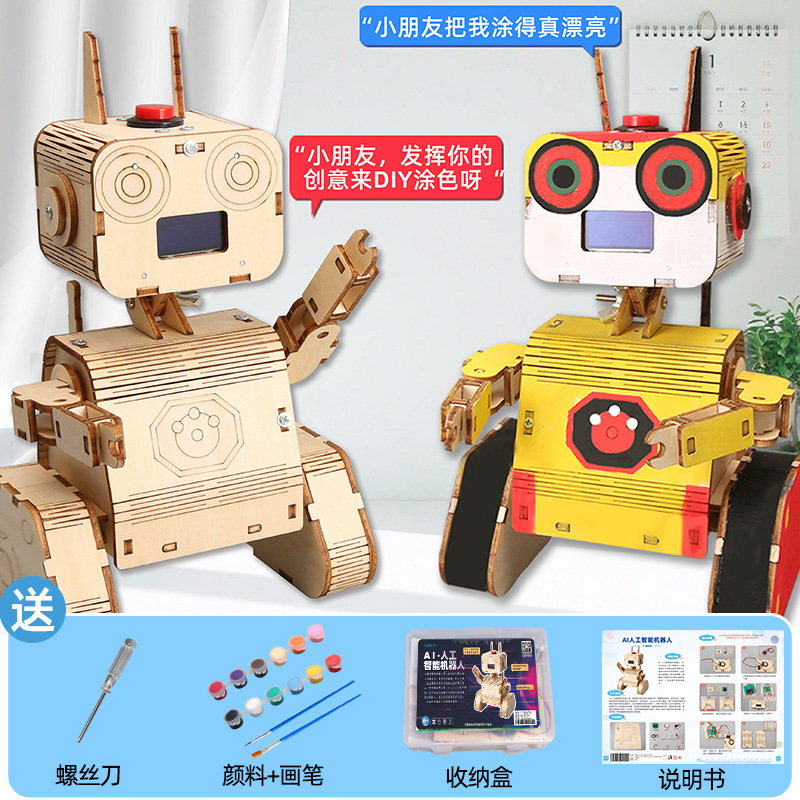 Robot inteligente con caja de almacenamiento - Set de 12 pinceles de colores
