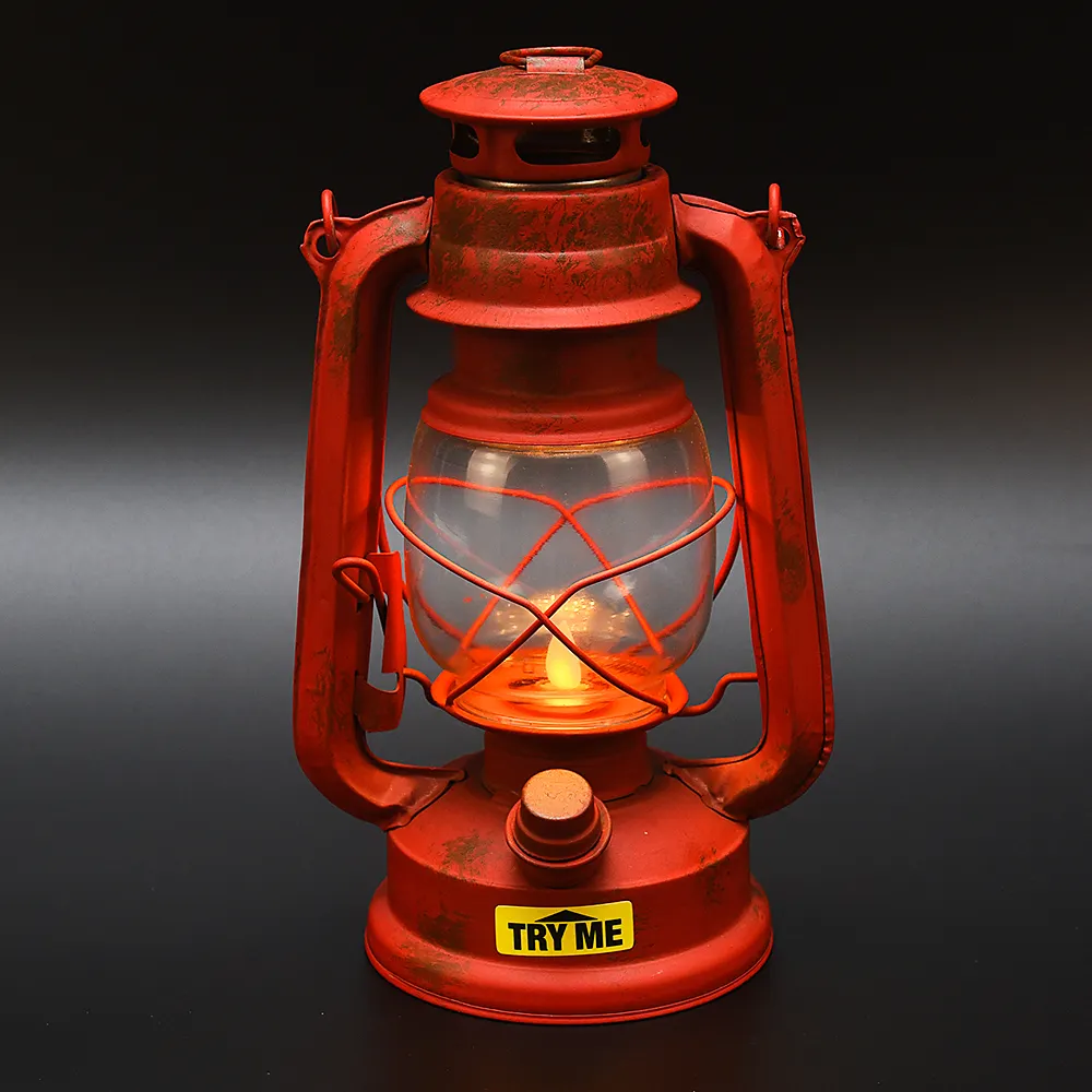 Lanterne led vintage suspendue avec piles, lumière en forme de flamme vacillante, rétro rouge, luminaire d'extérieur, vente en gros, 9 pièces