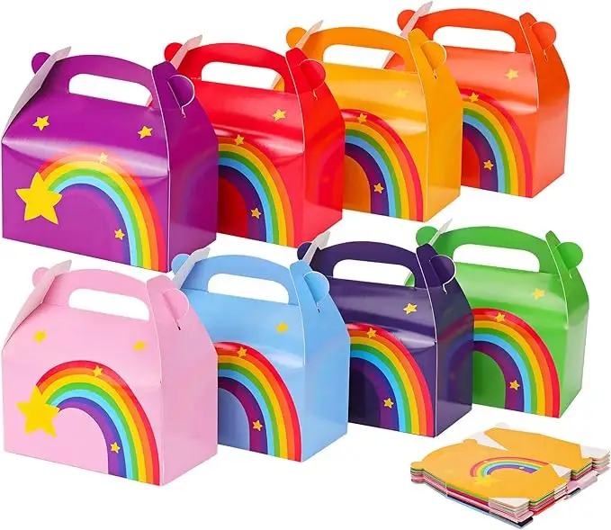Scatole personalizzate con arcobaleno per feste scatole di caramelle con colori vivaci assortiti scatola di carta di cartone per compleanni