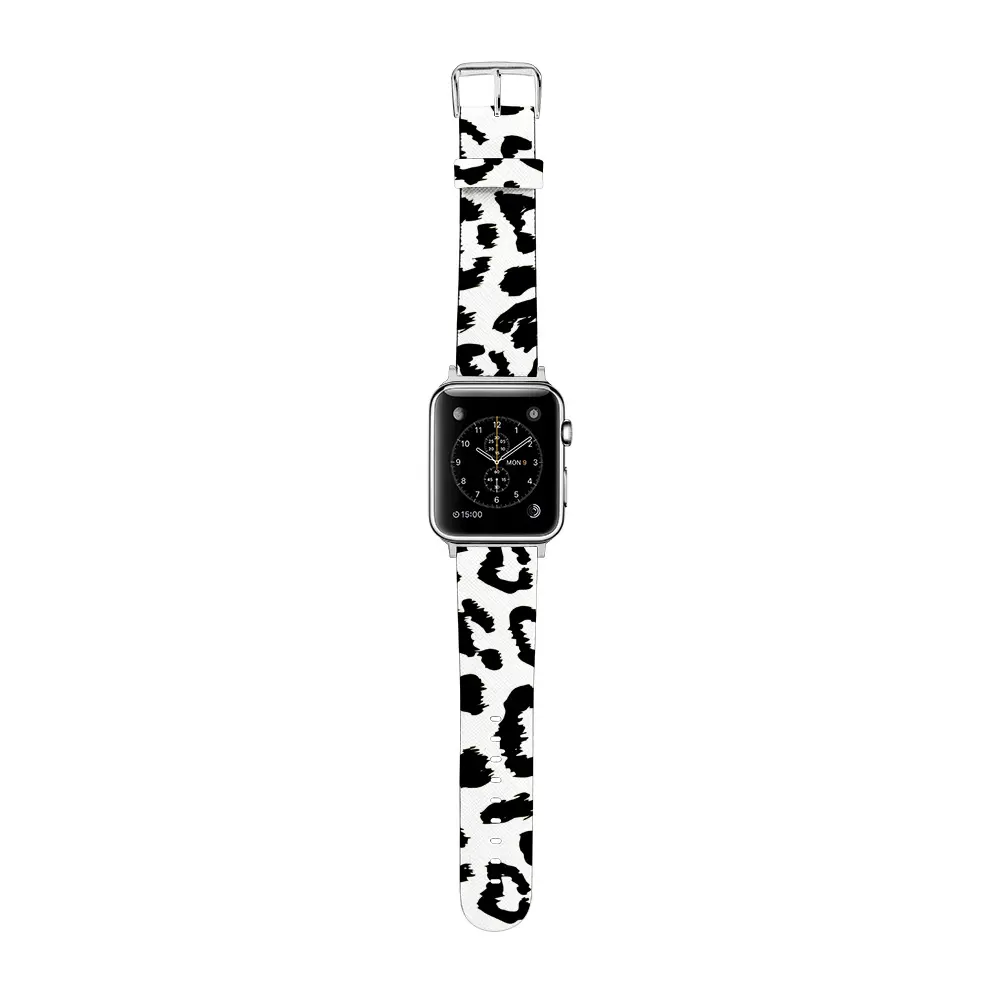 Custom Design Horloge Mannen Pols 44 Mm Sublimatie Imd Pu Lederen Horloge Bandjes Voor Apple Iwatch 4 5 Smart Horloge bands