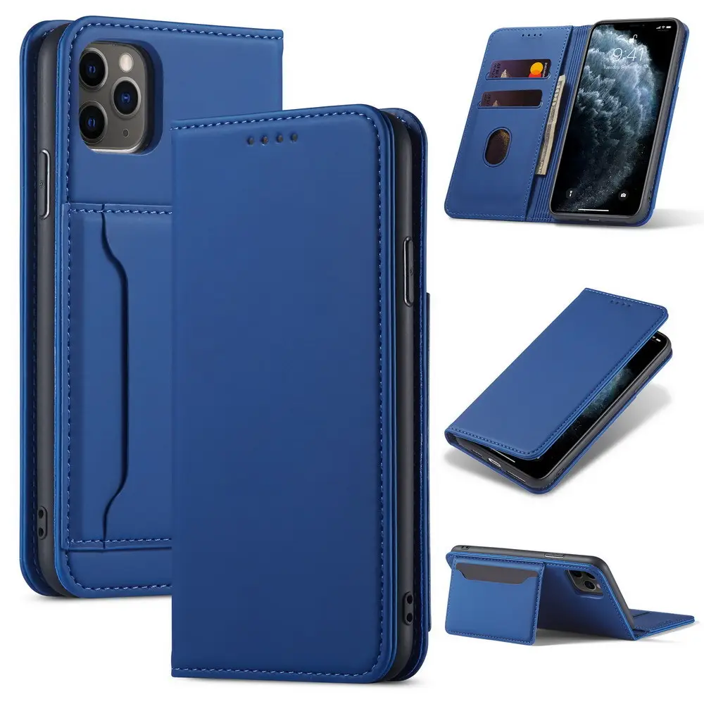 Multifunction Genuine Leather Folding Wallet Case for iPhone 12 12 Pro Max Luxury Card Slot Flip Phone Case for iPhone 12 Cover