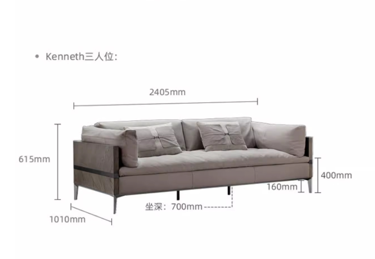 Sofá 2405mm * 1010mm * 615m de tres asientos
