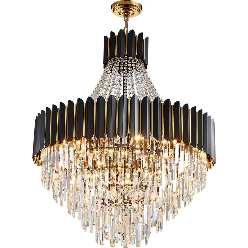 Iralan — grand lustre suspendu en cristal K9, design moderne, de couleur noir, Luminaire décoratif d'intérieur, idéal pour une Villa, un hôtel, des escaliers, un nouvel arrivage