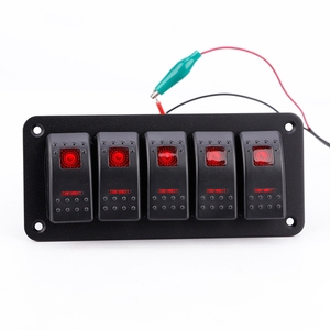 Circuito Impermeável Marinho Excelente 5Gang on OFF Black Housing 12V/24V Lâmpadas Disjuntor Power Window <span class=keywords><strong>Control</strong></span> Box Switch Panel