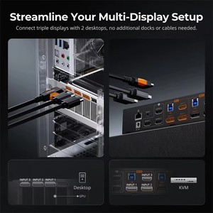 TESmart显示端口 + HDMI KVM交换机3监视器2台电脑USB 3.0 HDMI 2.1和DP 1.4 8K 60Hz 2端口KVM切换器 - Product Image 5