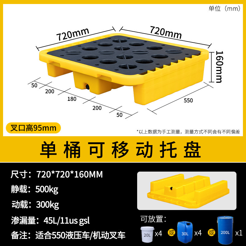 72*72*16cm single-drum pallet, forklift compliant.