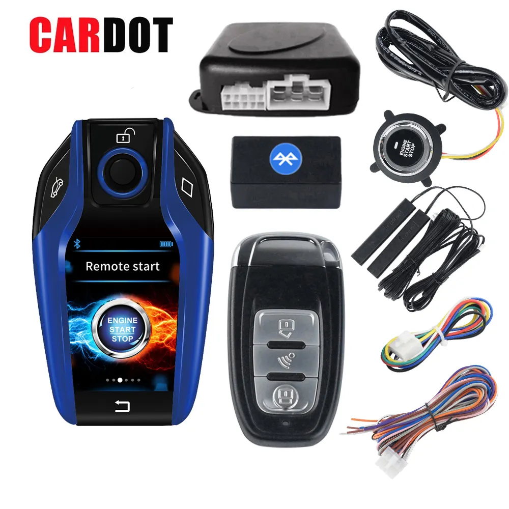 Cardot-alarma de coche inteligente, dispositivo de arranque y parada, bloqueo Central automático, compatible con ISO o Android, alarmas de coche móvil