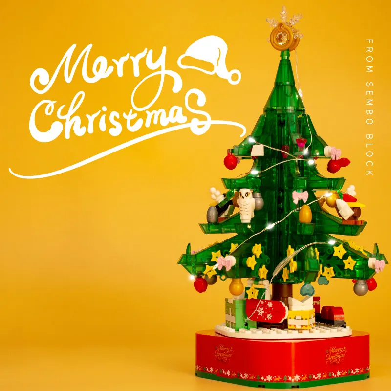 Bloques de construcción con luces giratorias para niños, árbol de Navidad para armar juguete de ladrillos, con 601097 luces giratorias, ideal para regalo de Navidad
