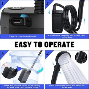 4500 נייד/6000/7800mah usb מקלחת חשמלי תצוגה דיגיטלית <span class=keywords><strong>pvc</strong></span> רצפה מקלחות קמפינג רכוב טיפוס 10l/20l