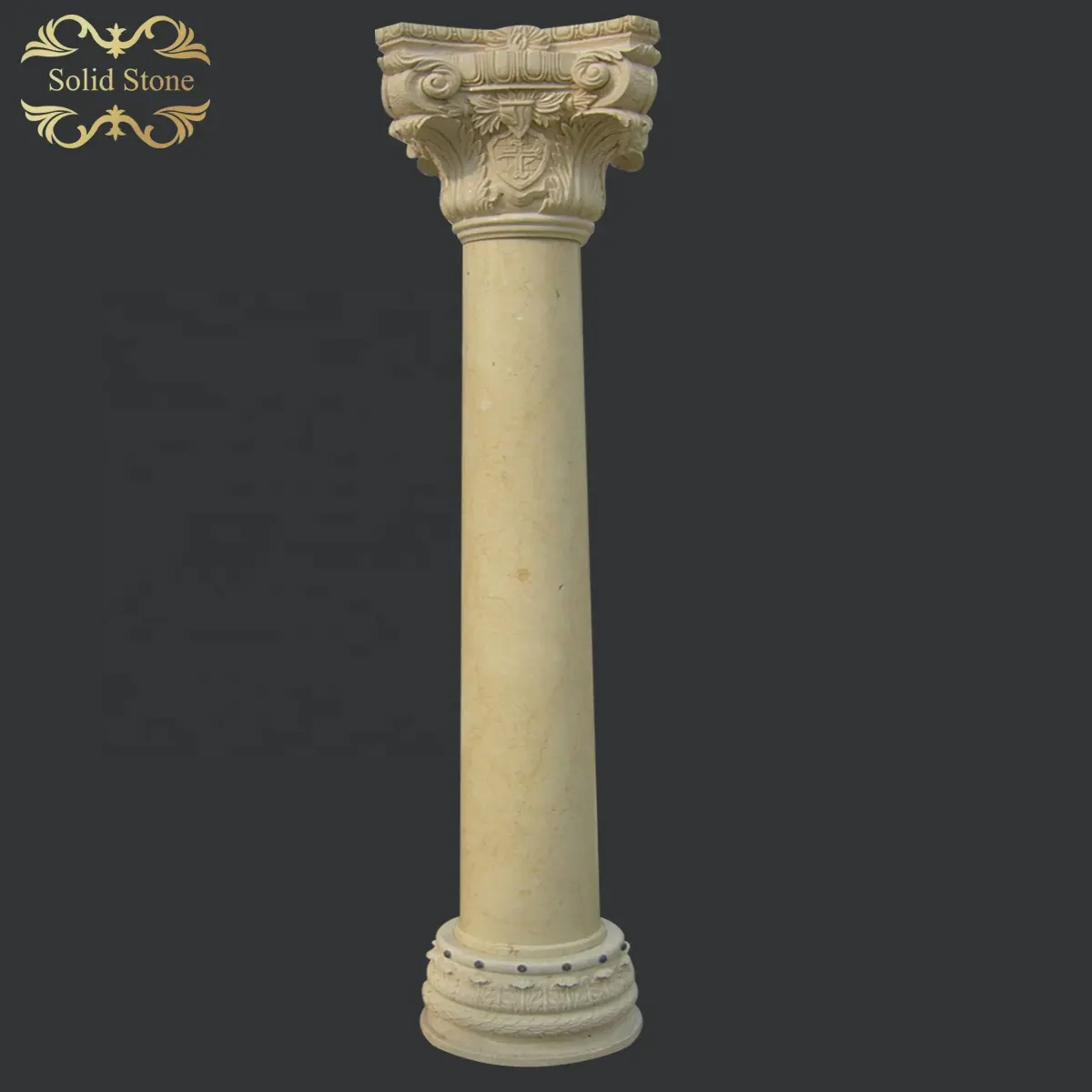 大理石の柱大理石の古典的なデザイン華やかな手彫り天然ベージュ大理石ローマ列工場販売