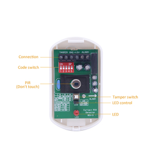 9-16V interior mini ventana con cable cortina PIR sensor de movimiento montaje en pared o montaje en techo 9M * 1,2 m 10 grados rango de detección para el hogar