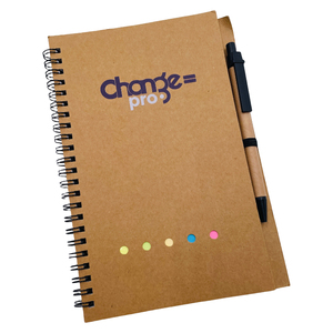 Cuaderno con Bloc de notas adhesivas y bolígrafo Cuaderno A5 con bolígrafo Cuaderno espiral personalizado A5 Cubierta de cartón Kraft