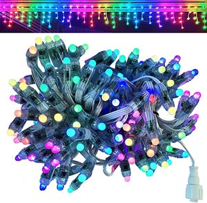 60nodes/set WS2811 <strong>LED</strong> String Lights <strong>DC12V</strong> Full Color Icicles Style <strong>RGB</strong> IP68 App Controlled 12mm Width Landscape ROHS Certified - Product Image 1