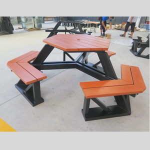 Kim loại bàn ăn băng ghế dự bị bên ngoài ngoài trời quán cà phê bảng thiết lập thương mại thép nhà hàng ngoài trời công cộng Dã Ngoại bảng băng ghế dự bị - Product Image 5