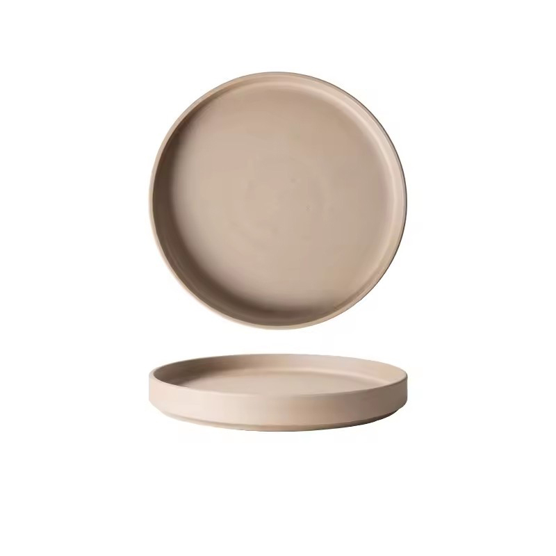 plato redondo beige-8 pulgadas