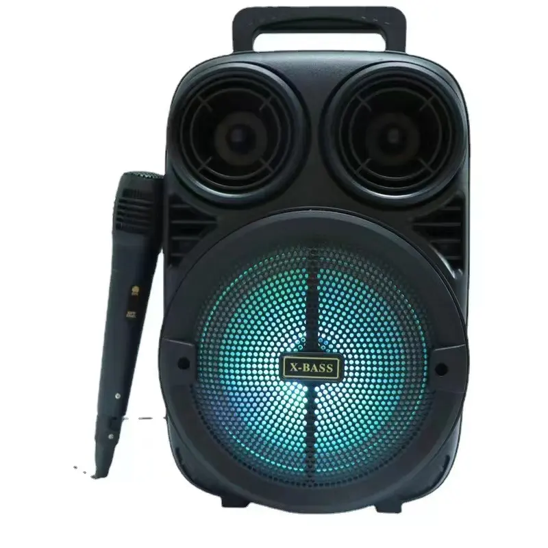 Altavoz inalámbrico portátil con tarjeta OEM, Subwoofer BT de 6,5 pulgadas, con micrófono y agarre