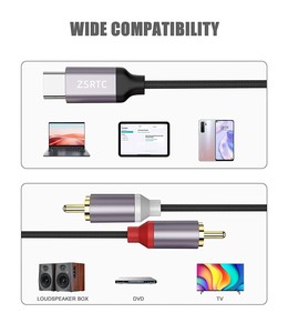 Cable de Audio USB C a RCA tipo C a 2RCA Y RCA divisor macho Jack adaptador de enchufe altavoz estéreo auxiliar de coche cable amplificador - Product Image 1