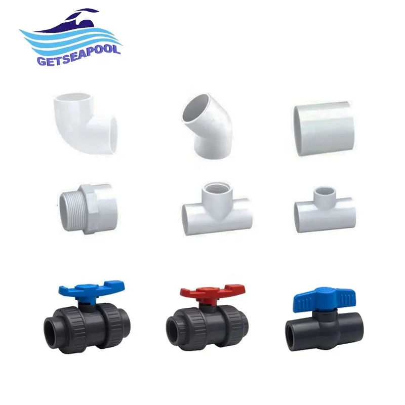 Válvulas de esfera de pvc e acessórios de tubulação para instalações de equipamentos de piscina