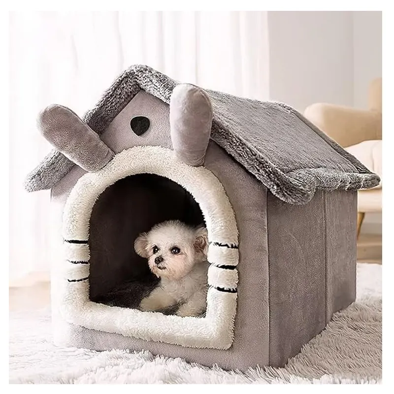 Wholesale Indoor Warm Pet Dog Cat Bed House Cave Soft Cat Tent House with Removable Cushion Kennel Pet Bed Winter Cat Bed House