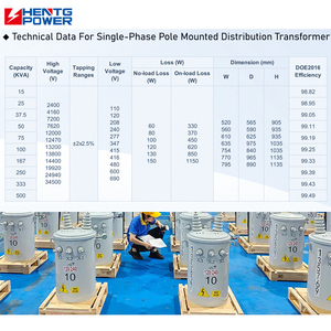 HENTG POWER Personalizado CE 4160V 7200V 13800V Transformadores montados en poste monofásicos Entrada de 6kV con salida de 440V 220kV y 132kV - Product Image 3