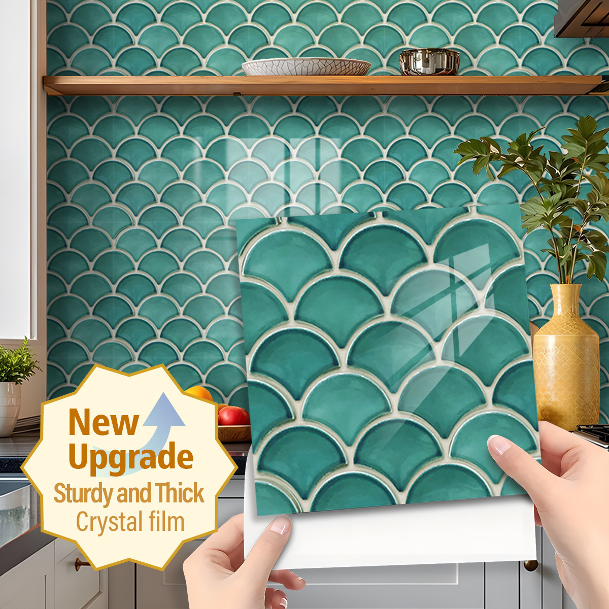 Green fish scale pattern