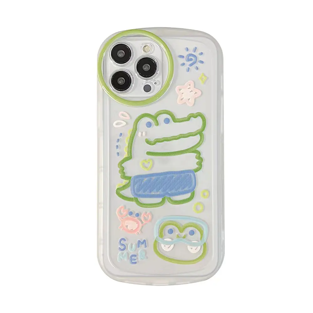 เคสโทรศัพท์มือถือลายการ์ตูนจระเข้สำหรับ I P hone13promax ใส14 15 11ซิลิโคน XR set XS