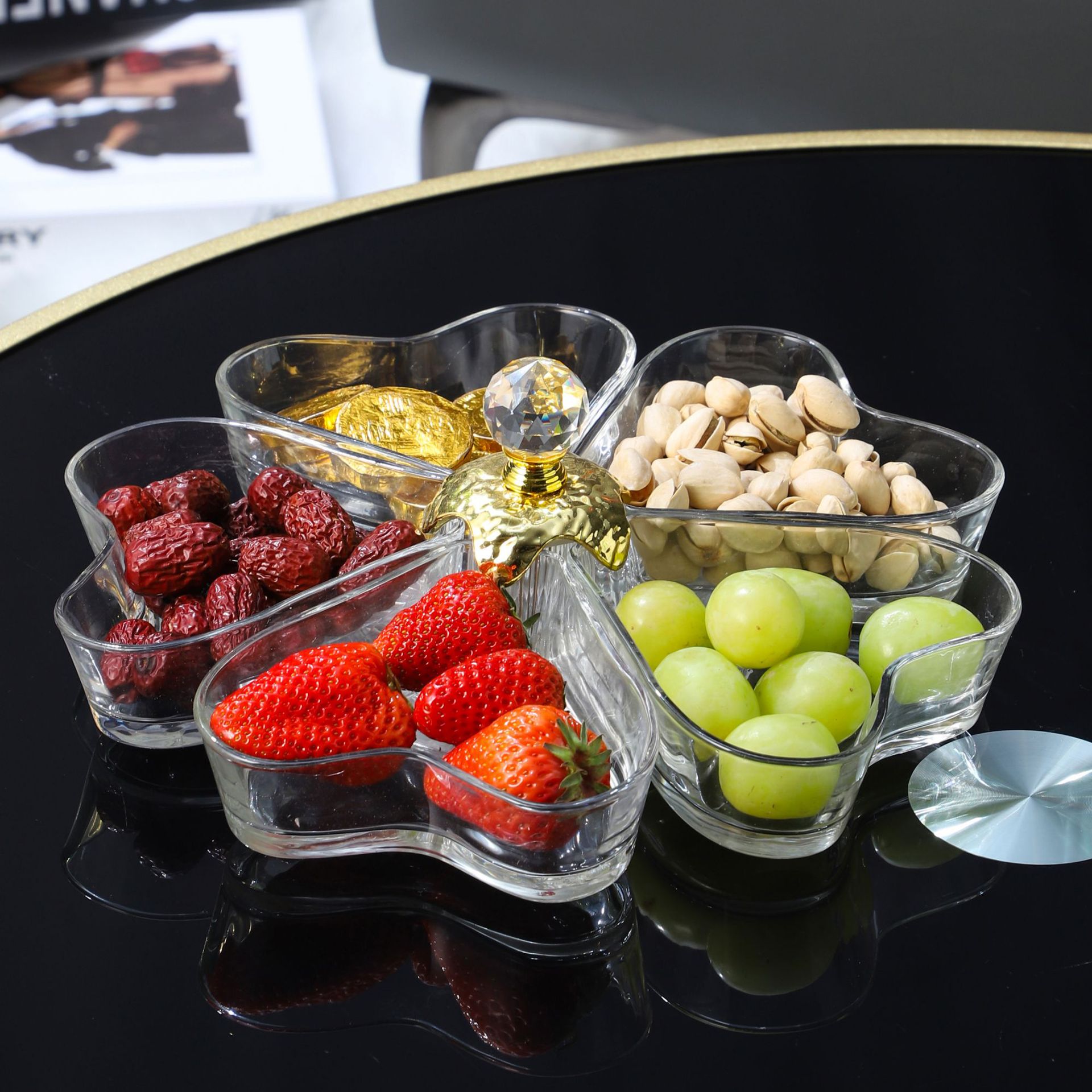 Plato giratorio de cristal liso