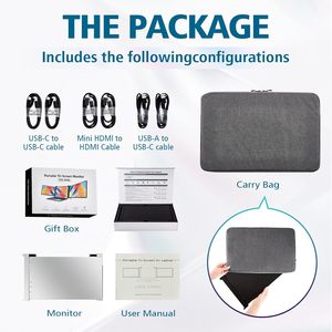Extensor de pantalla de portátil de 15,6 pulgadas con panel IPS de pantalla dual integrado Interfaz tipo C de negocios para portátil Compatible con Win/Mac - Product Image 4