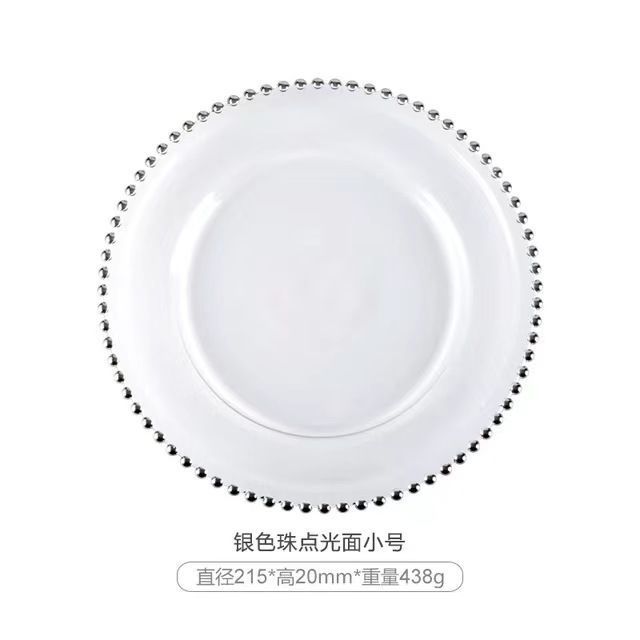 Assiette à perles argentée 21cm