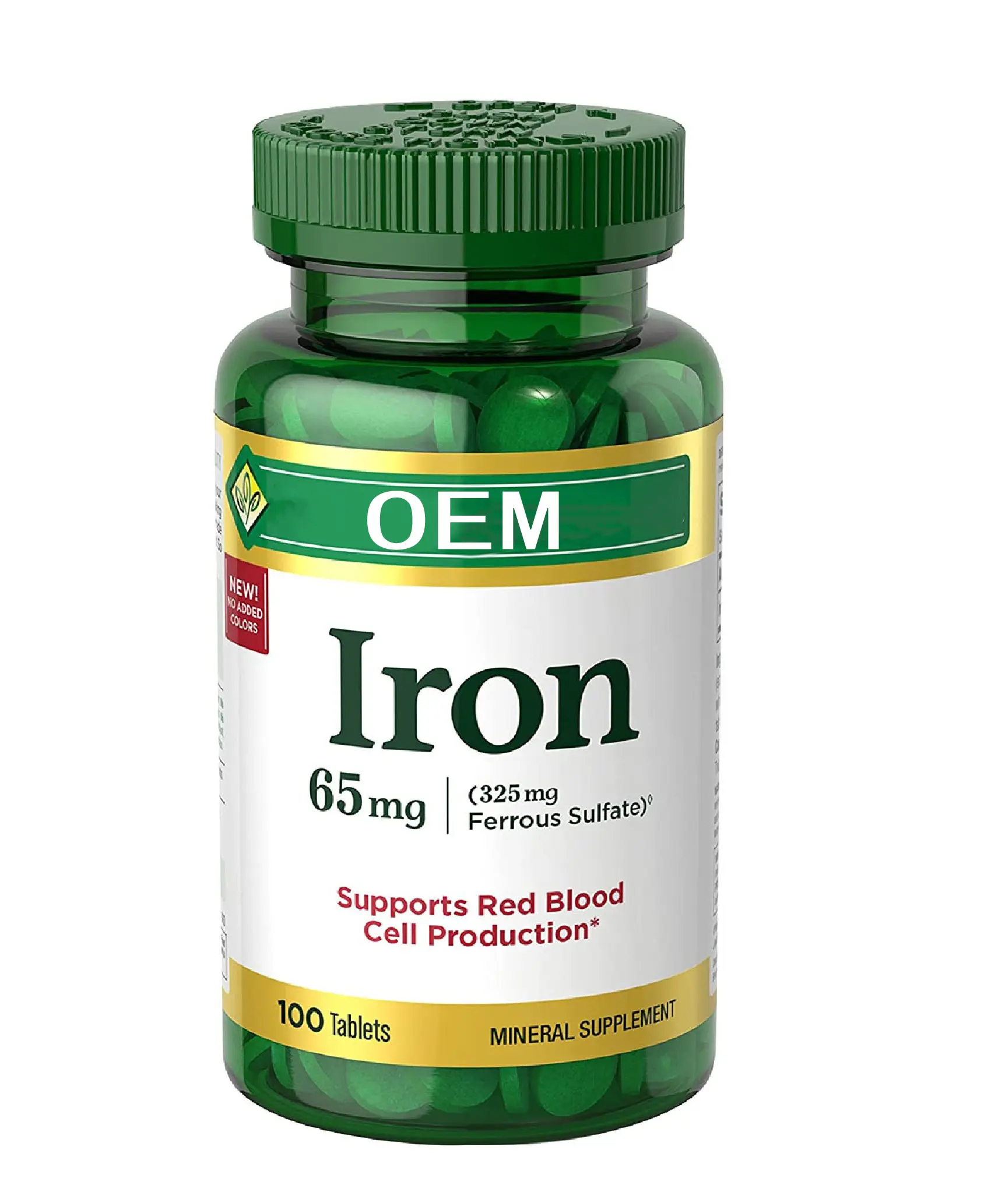 OEM Ferro suplemento mineral 65mg suporta a produção de glóbulos vermelhos para ajudar a saúde das mulheres
