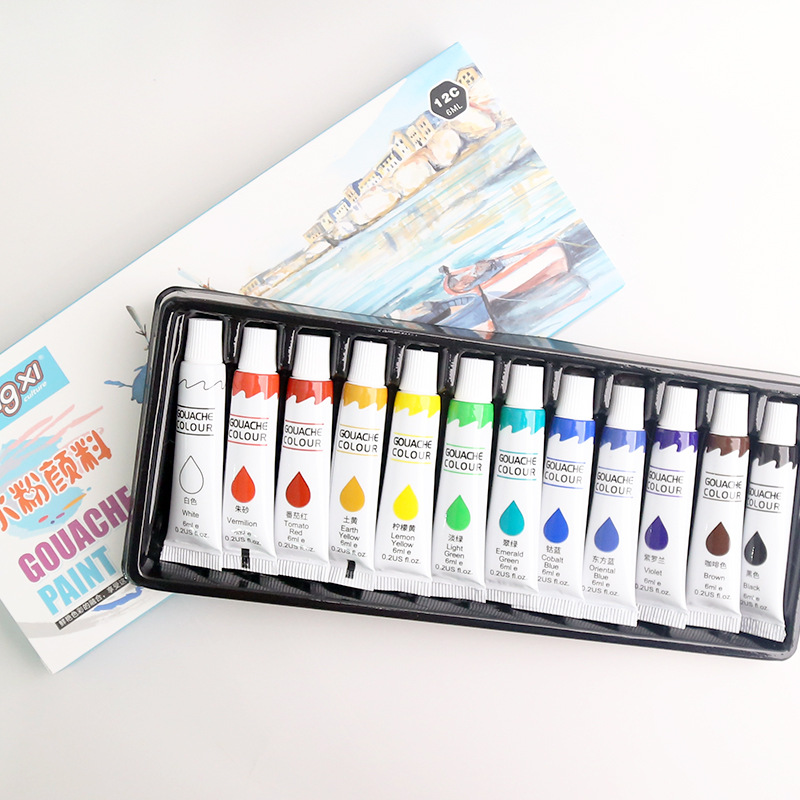 6ML * 12 colorsGouache (Chinese pull-out box).