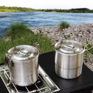 Ngoài Trời 304 Thép Không Gỉ Đồ Nấu Nướng Cắm Trại Dã Ngoại Thiết Bị Bộ Đầy Đủ Các Đồ Nấu Nướng Cắm Trại Đặt Di Động Treo Nồi - Product Image 6